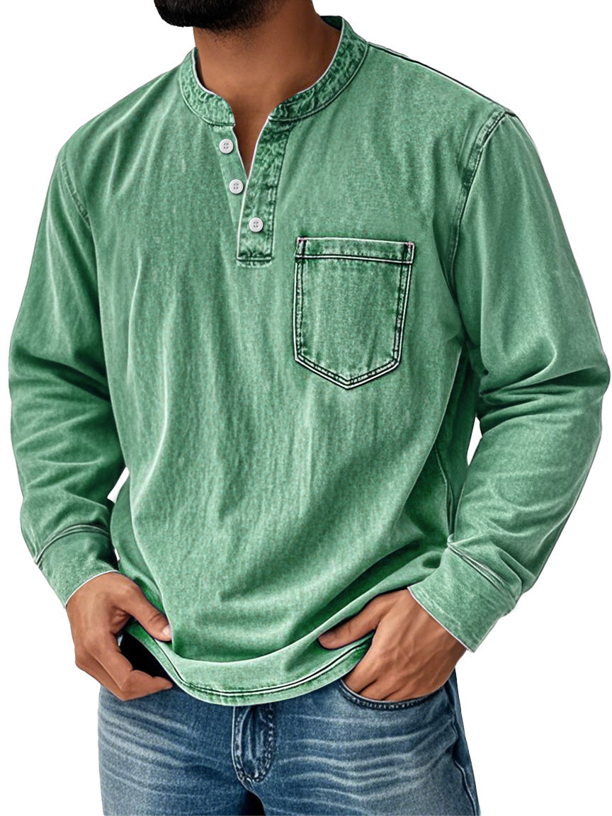 Heren Henley Shirt Lange Mouwen