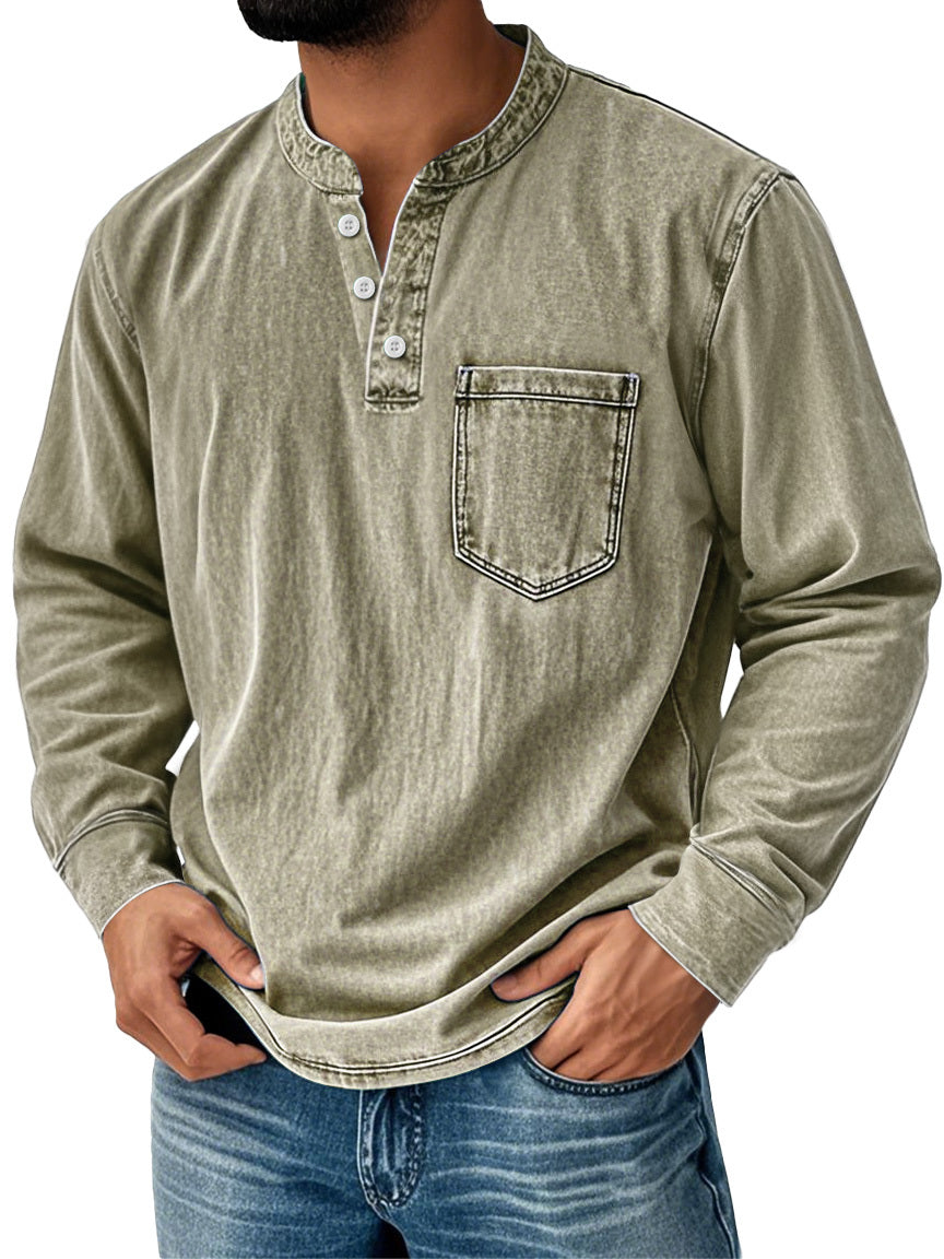 Heren Henley Shirt Lange Mouwen