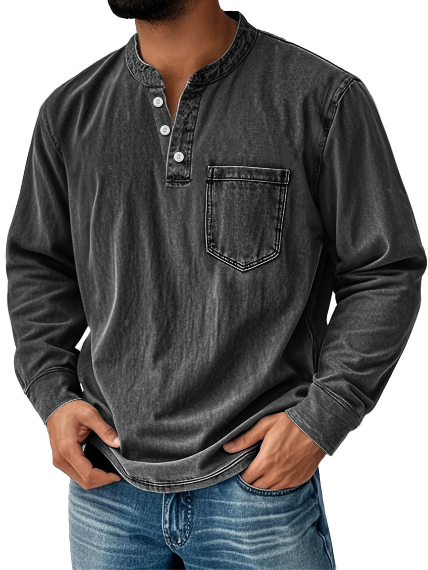 Heren Henley Shirt Lange Mouwen