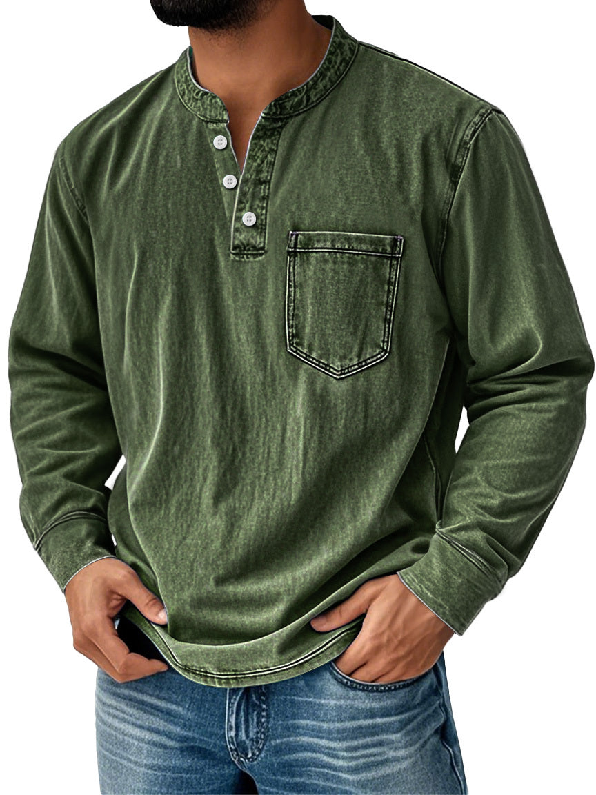 Heren Henley Shirt Lange Mouwen