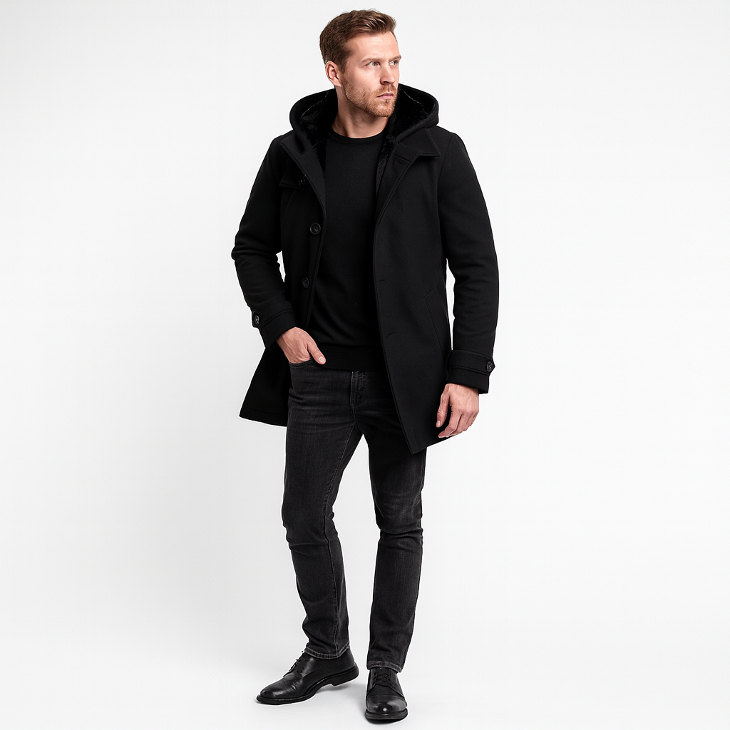 Heren Trenchcoat Wolmix met Capuchon