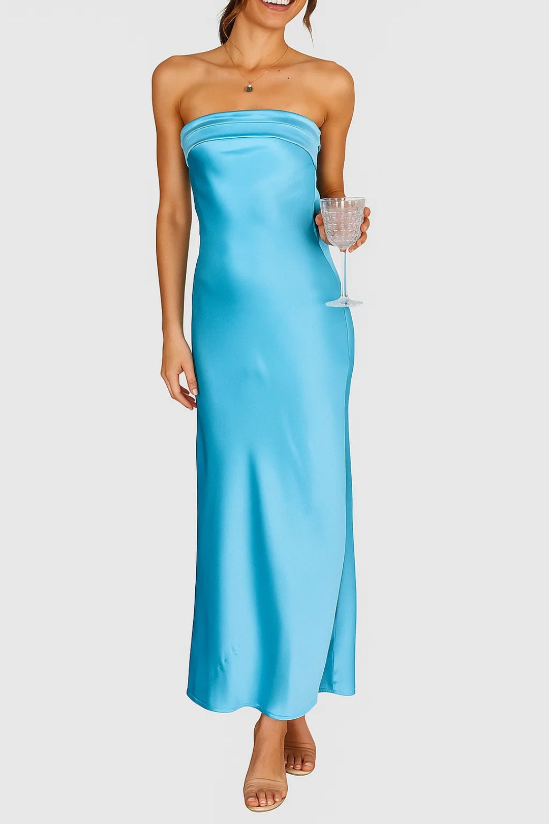 Lange satijnen jurk
