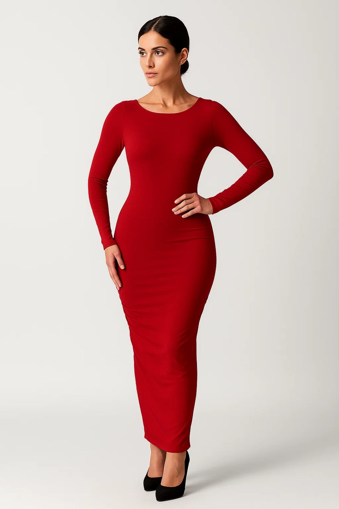 Lange aansluitende jurk