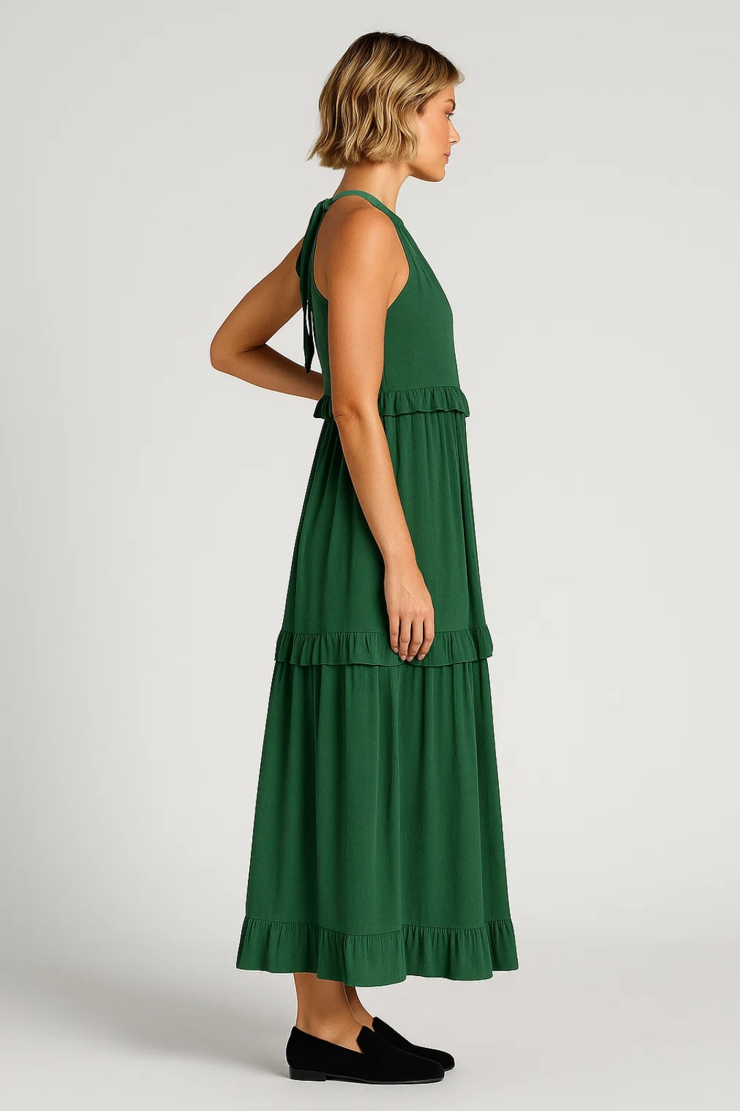 Lange jurk met ruches