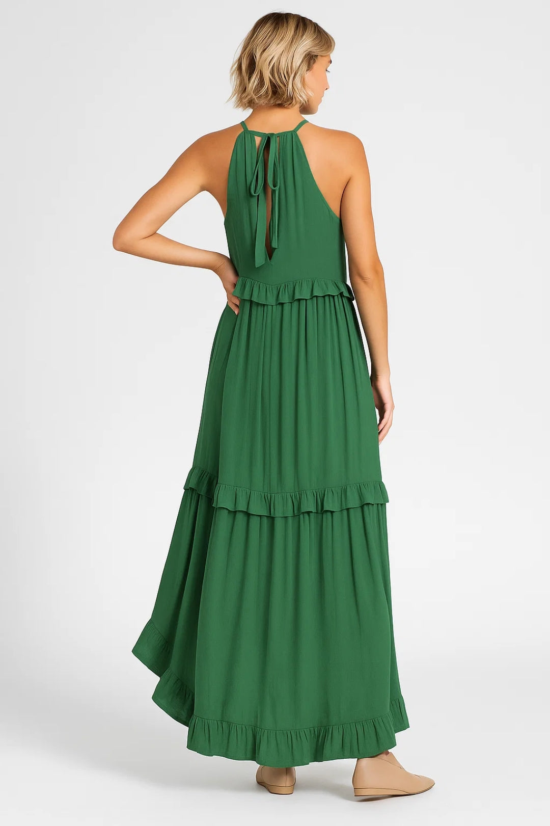 Lange jurk met ruches