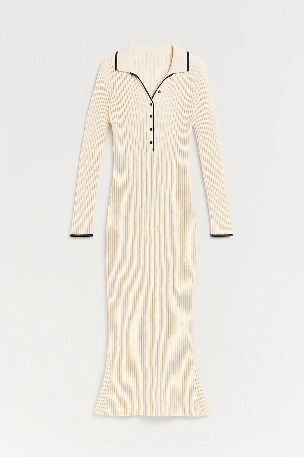 Lange ribgebreide jurk