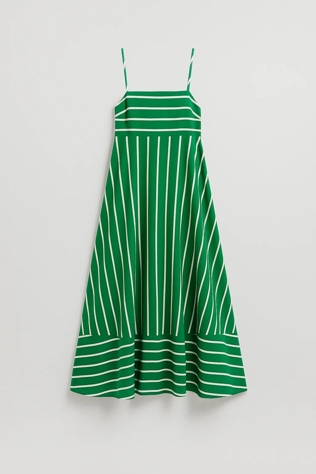 Lange jurk met groene en witte strepen