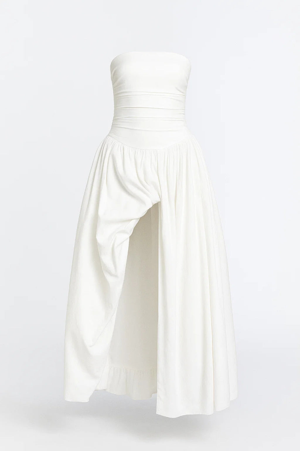 Lange witte strapless jurk