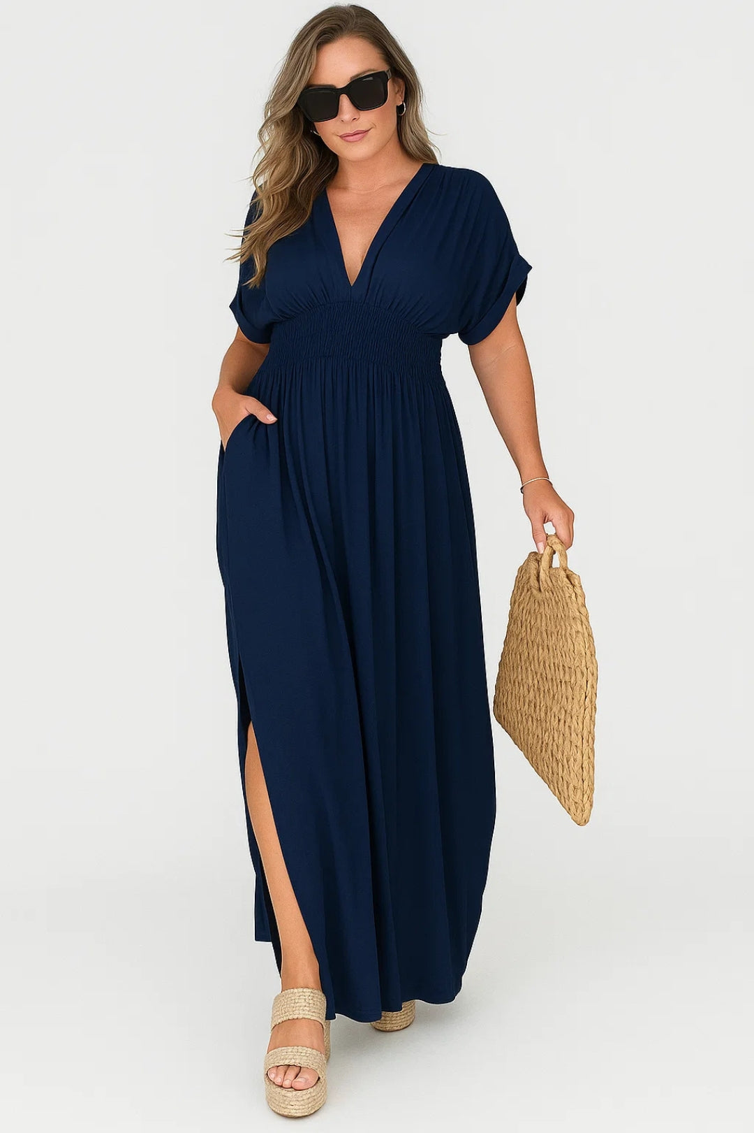 Lange jurk met V-hals