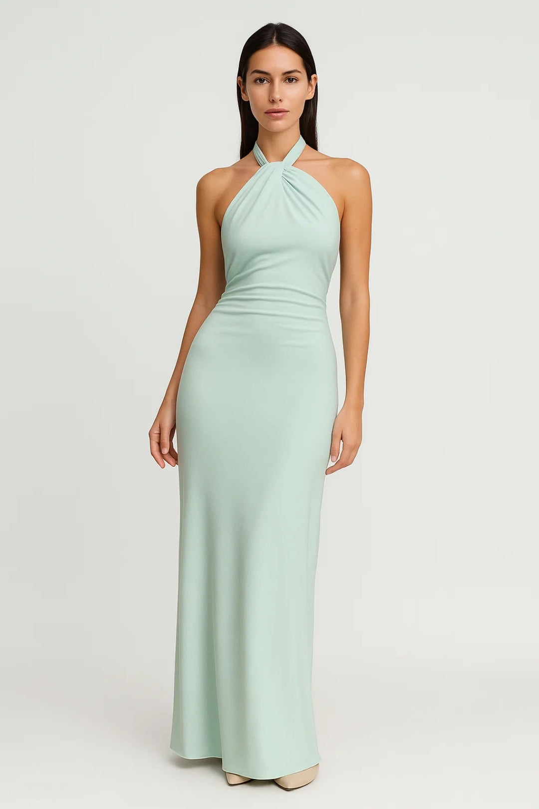 Lange jurk met halterhals