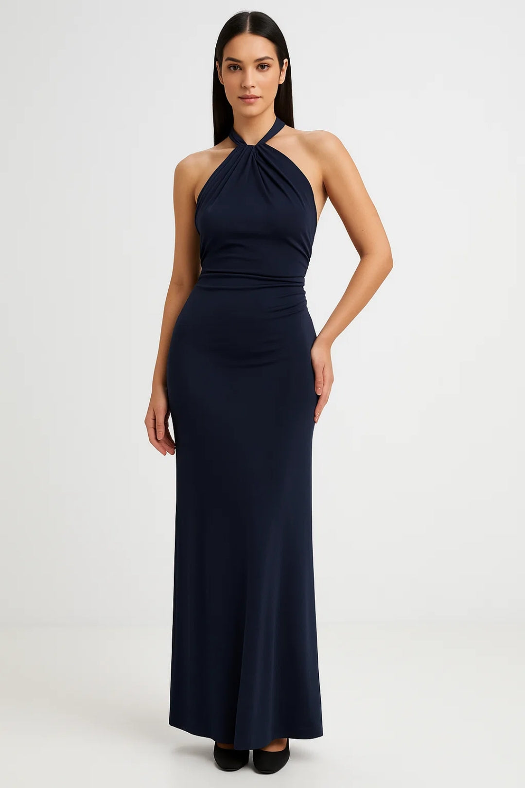 Lange jurk met halterhals