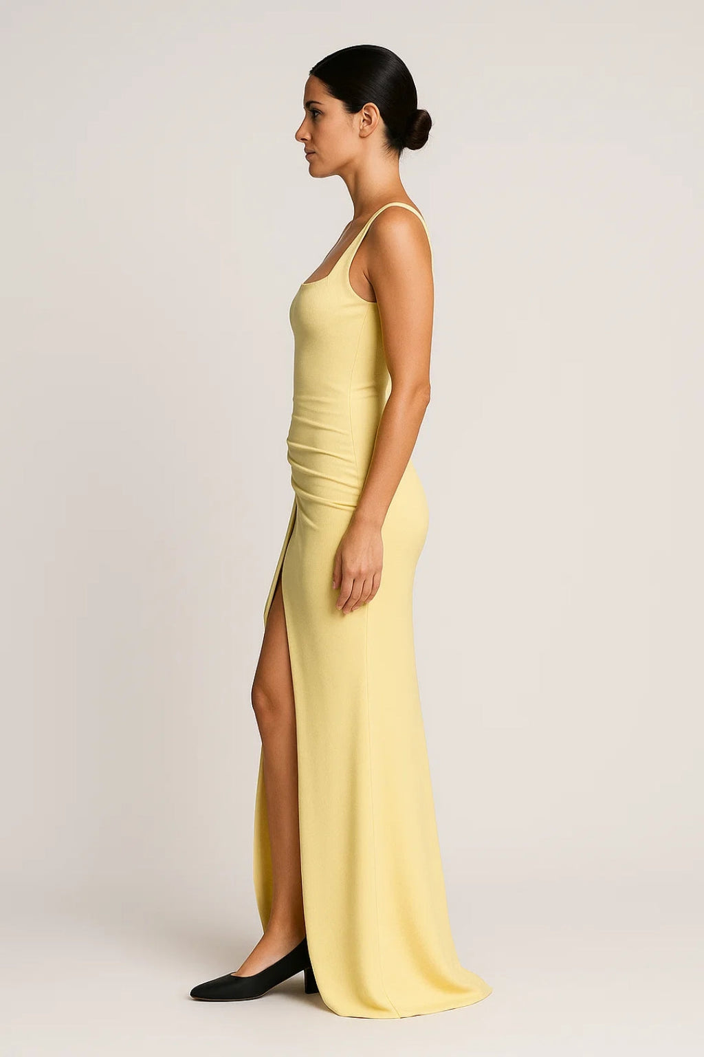 Lange jurk met split aan de zijkant