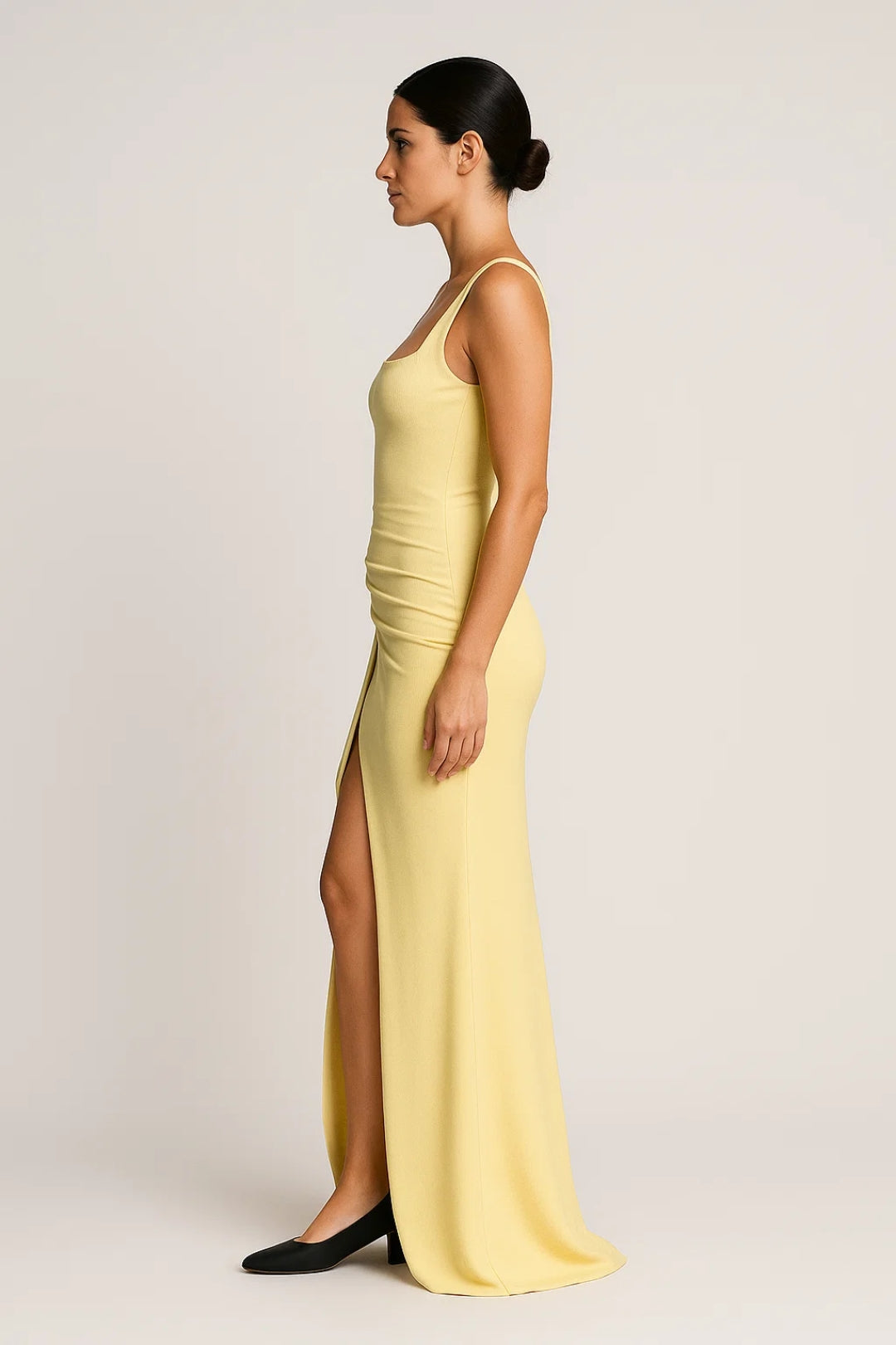 Lange jurk met split aan de zijkant