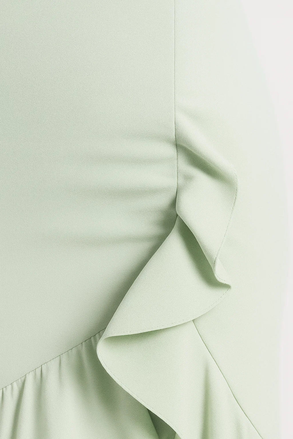 Lange strapless jurk met volant