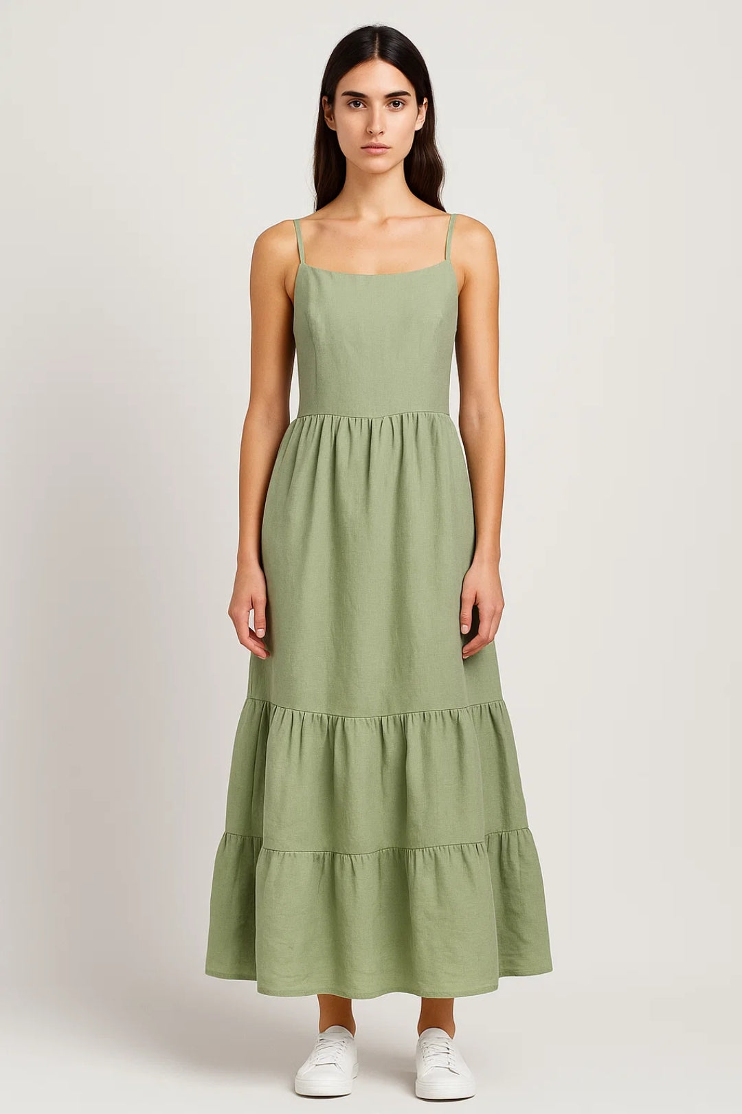 Lange jurk met dunne bandjes