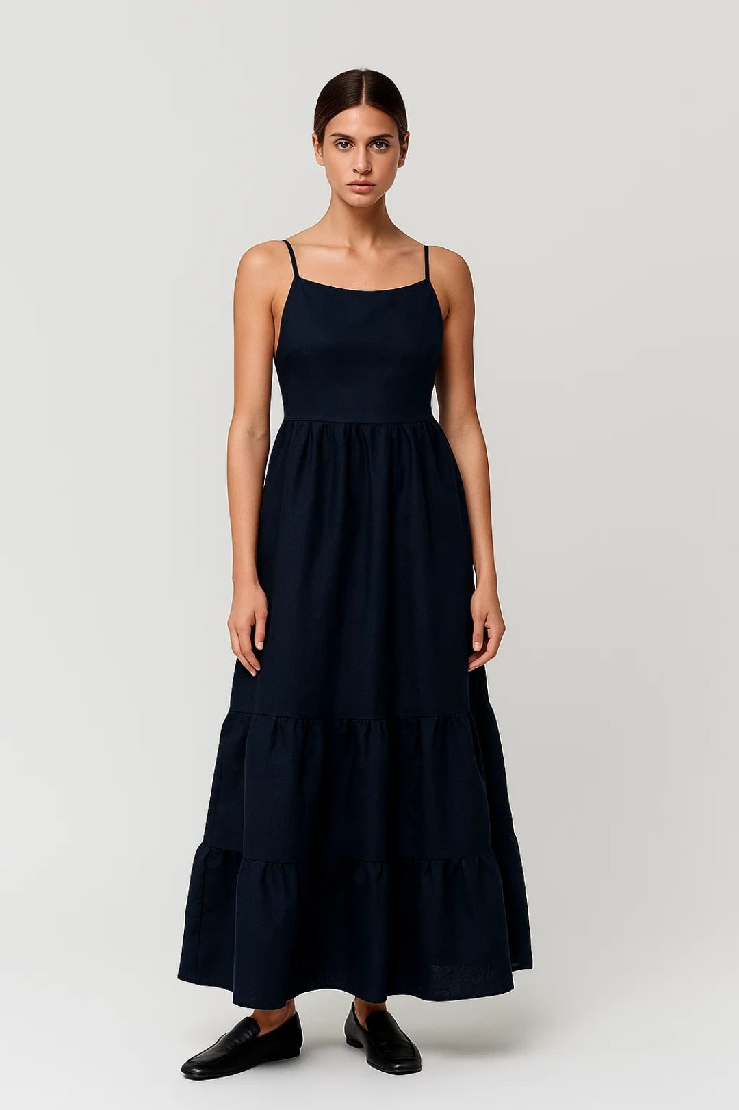 Lange jurk met dunne bandjes