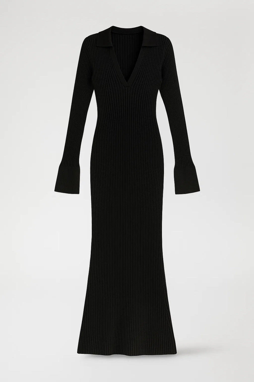 Lange ribgebreide jurk