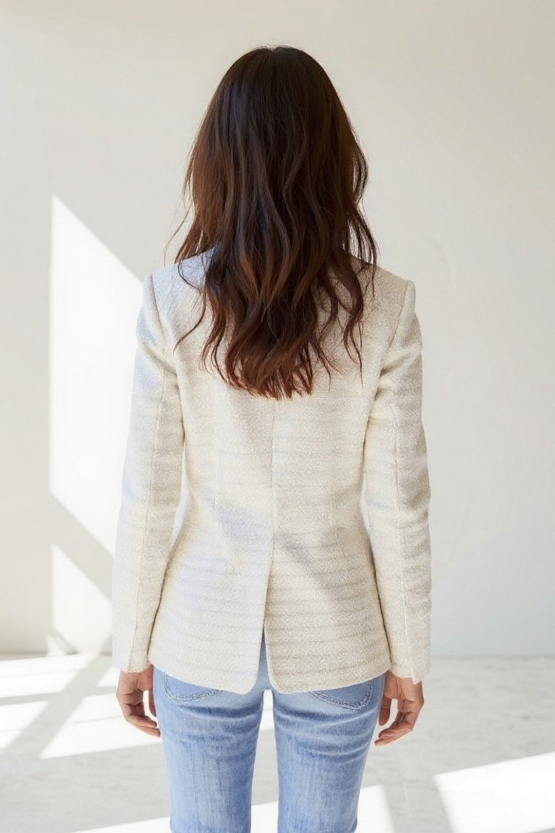 Dubbelrijige blazer in licht tweed | Moderne elegantie