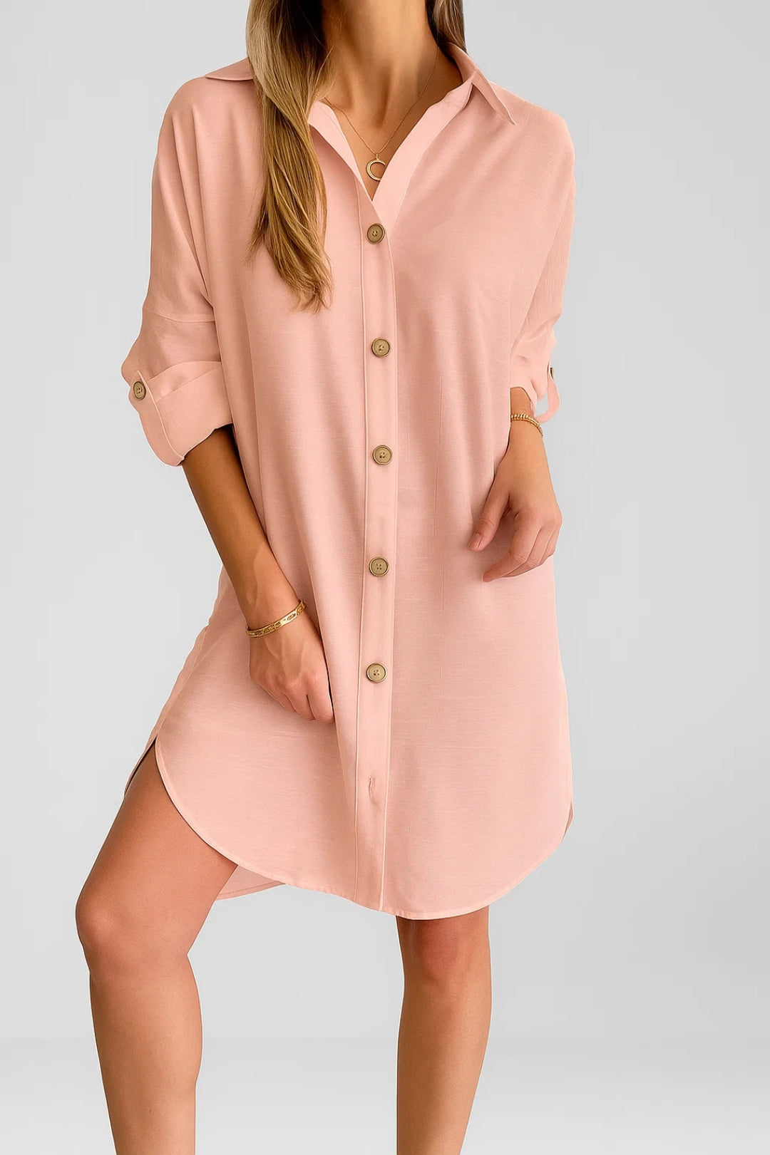 Lange overhemdjurk met knoopsluiting