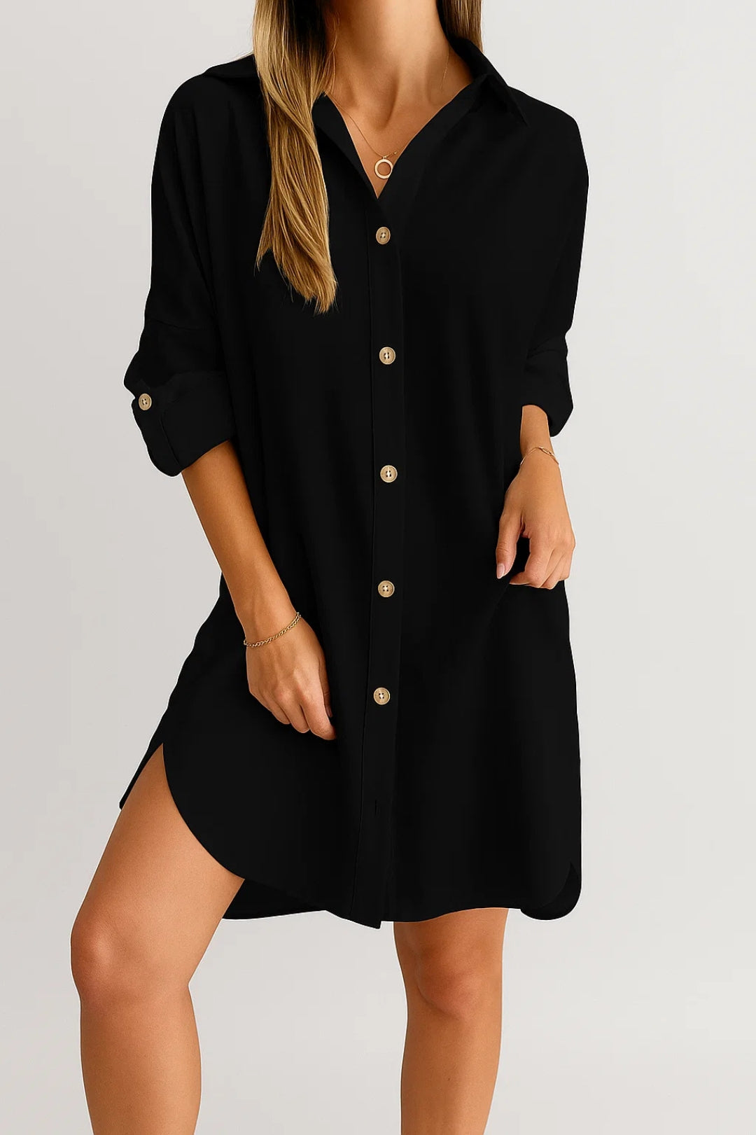 Lange overhemdjurk met knoopsluiting