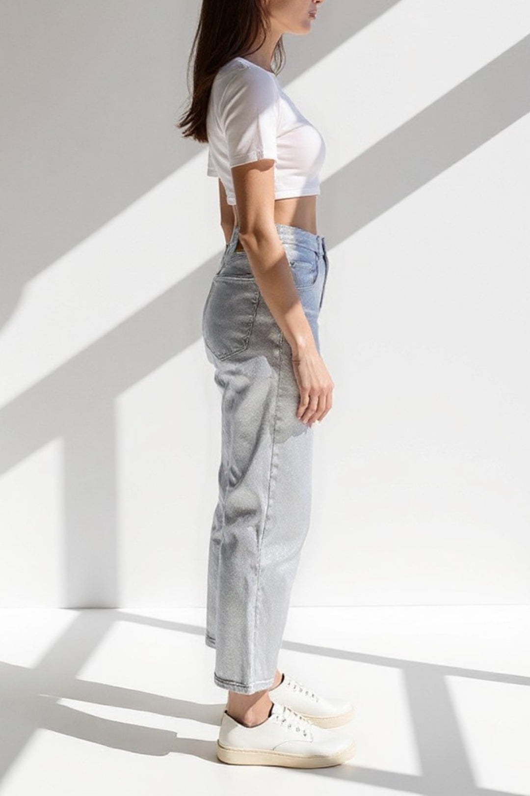 Zilveren rechte jeans