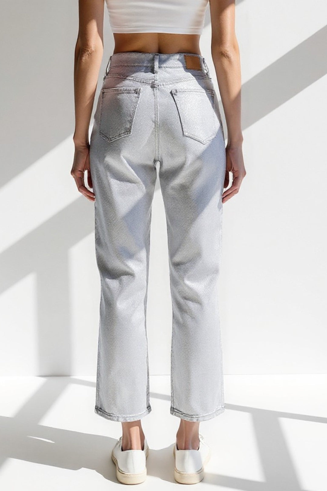 Zilveren rechte jeans