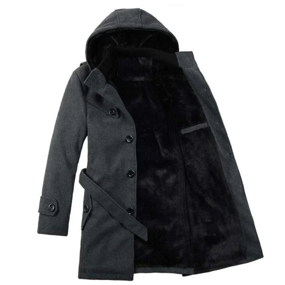 Heren Trenchcoat Wolmix met Capuchon
