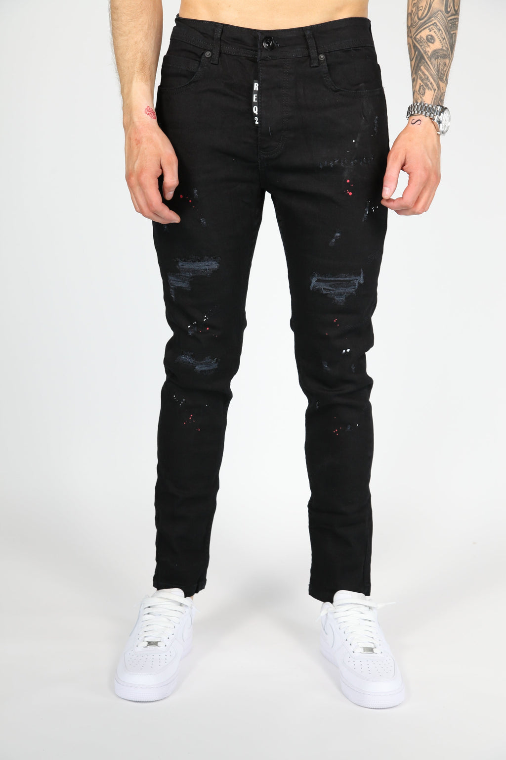 The Splatter Skinny Jeans Zwart