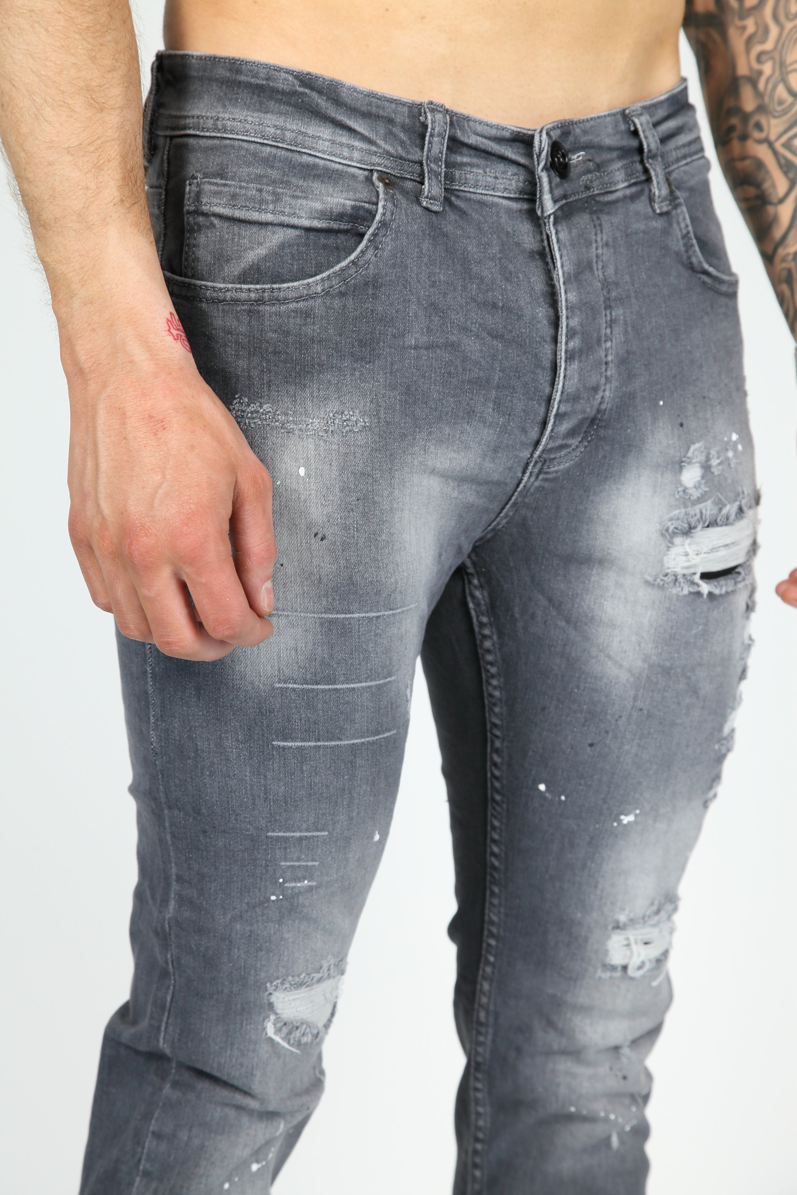The Splatter Skinny Jeans Grijs