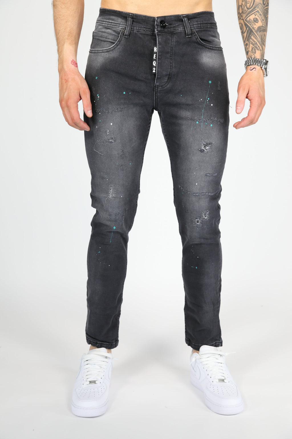 The Splatter Skinny Jeans Antraciet