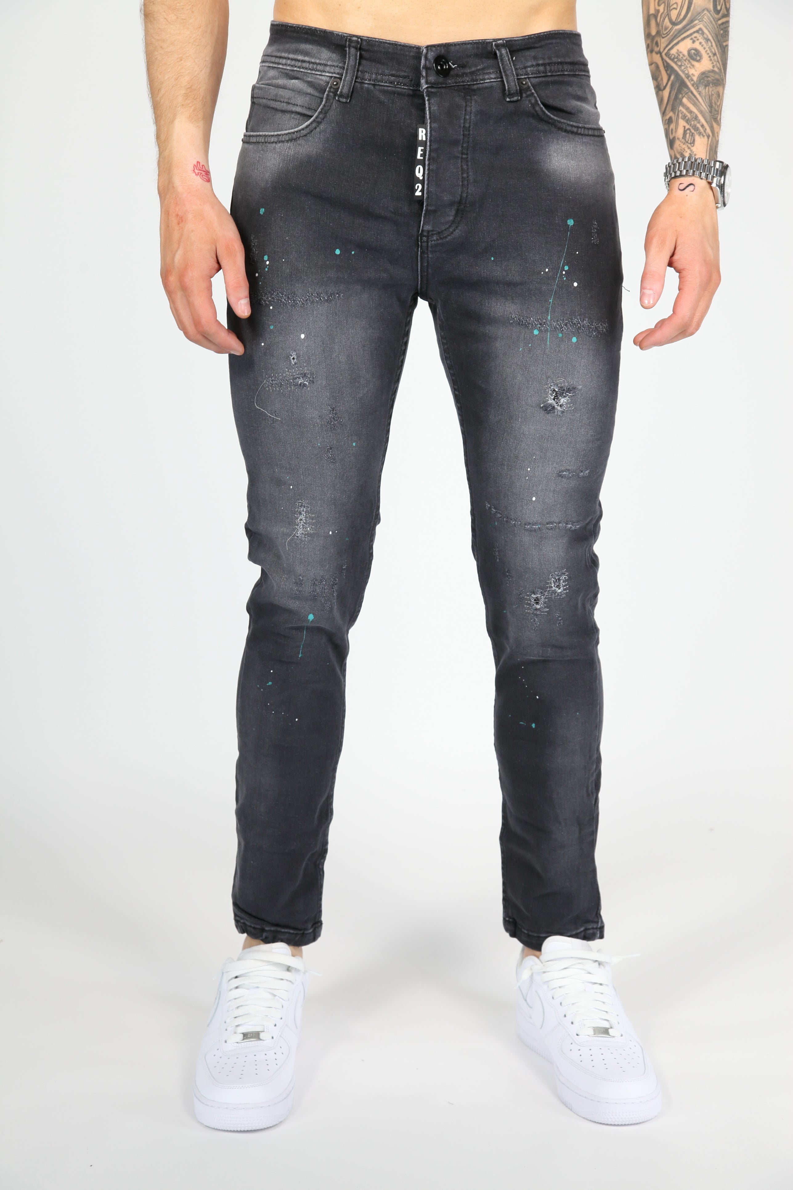 The Splatter Skinny Jeans Antraciet