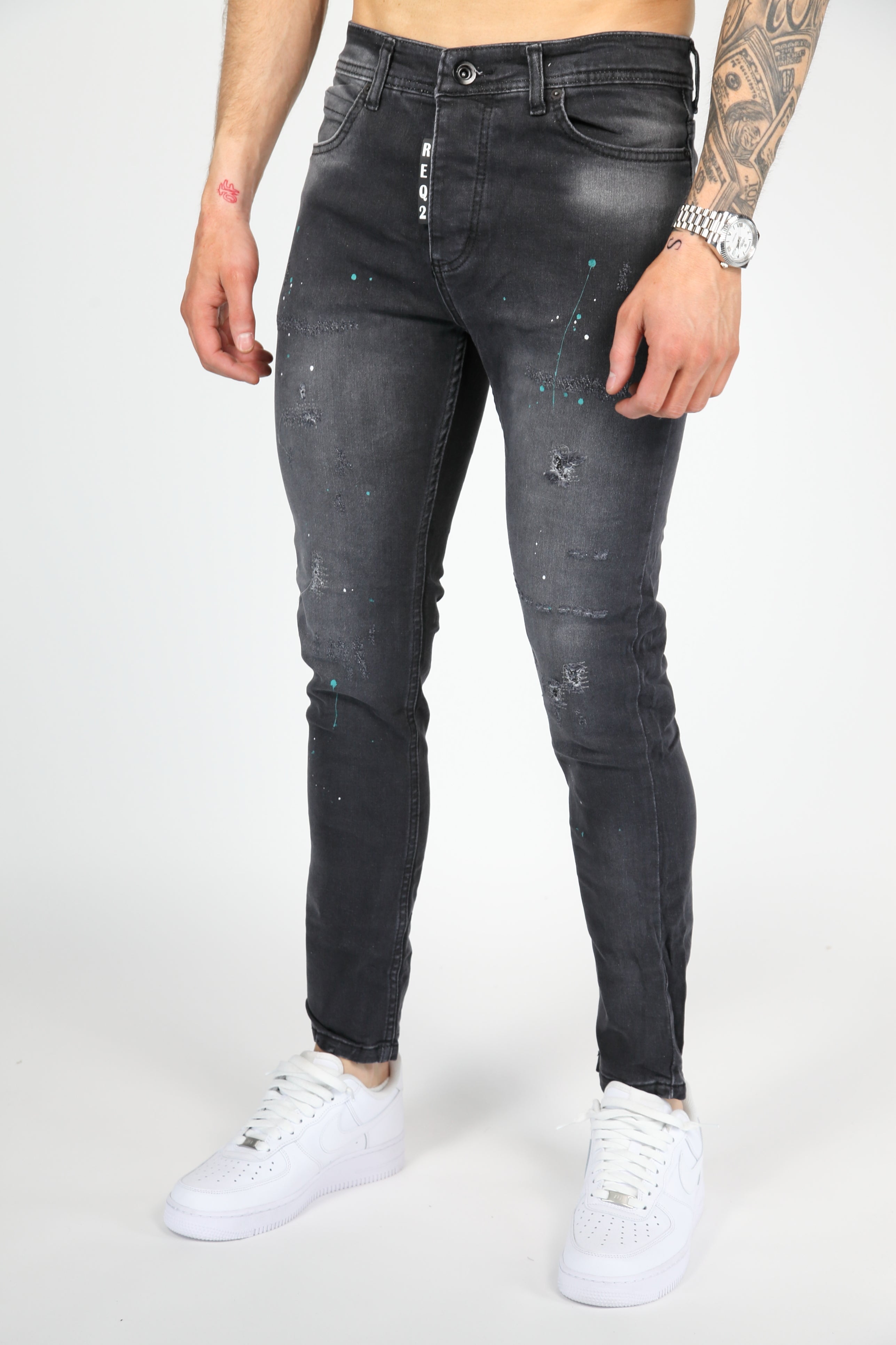 The Splatter Skinny Jeans Antraciet