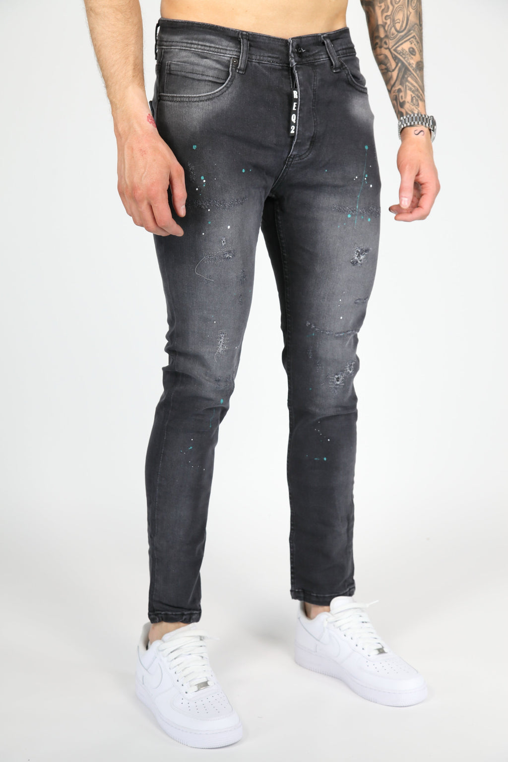 The Splatter Skinny Jeans Antraciet