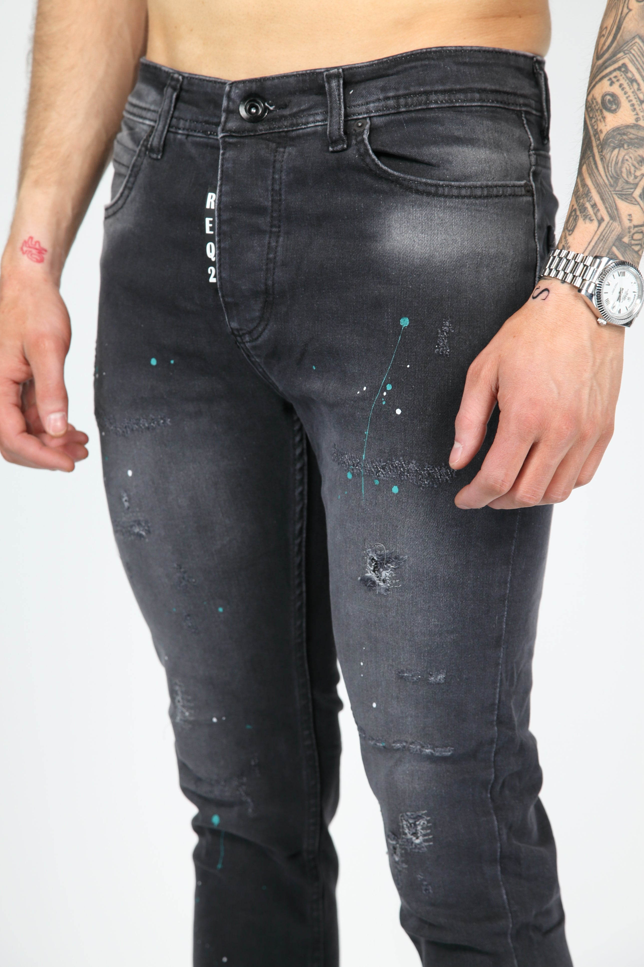 The Splatter Skinny Jeans Antraciet