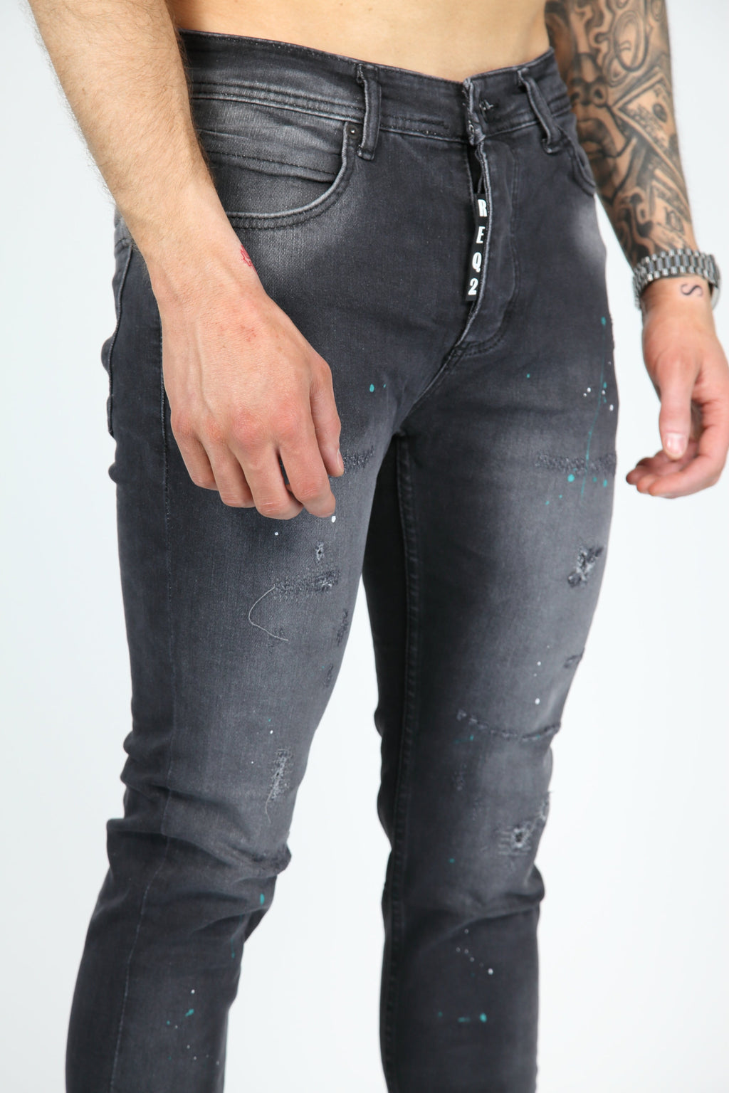 The Splatter Skinny Jeans Antraciet