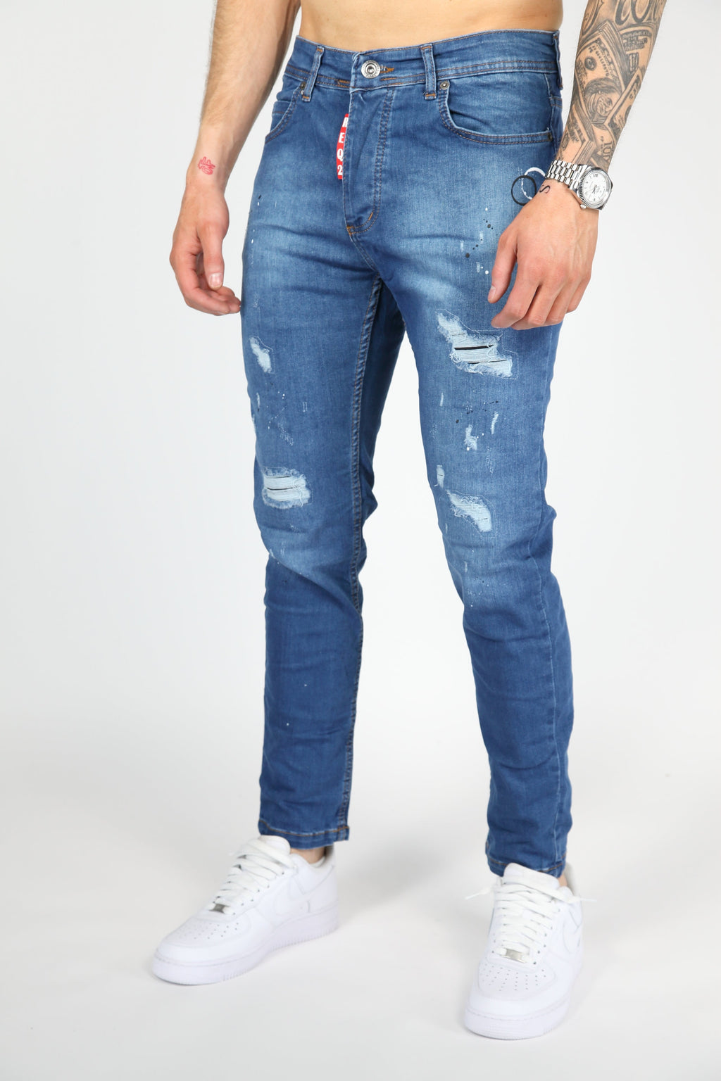 The Splatter Skinny Jeans Blauw