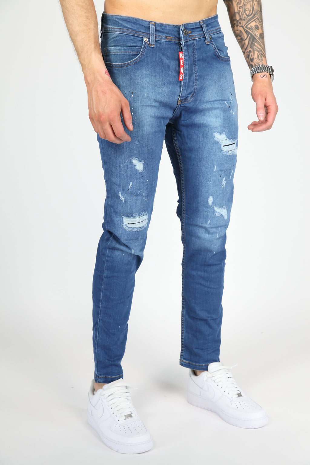 The Splatter Skinny Jeans Blauw
