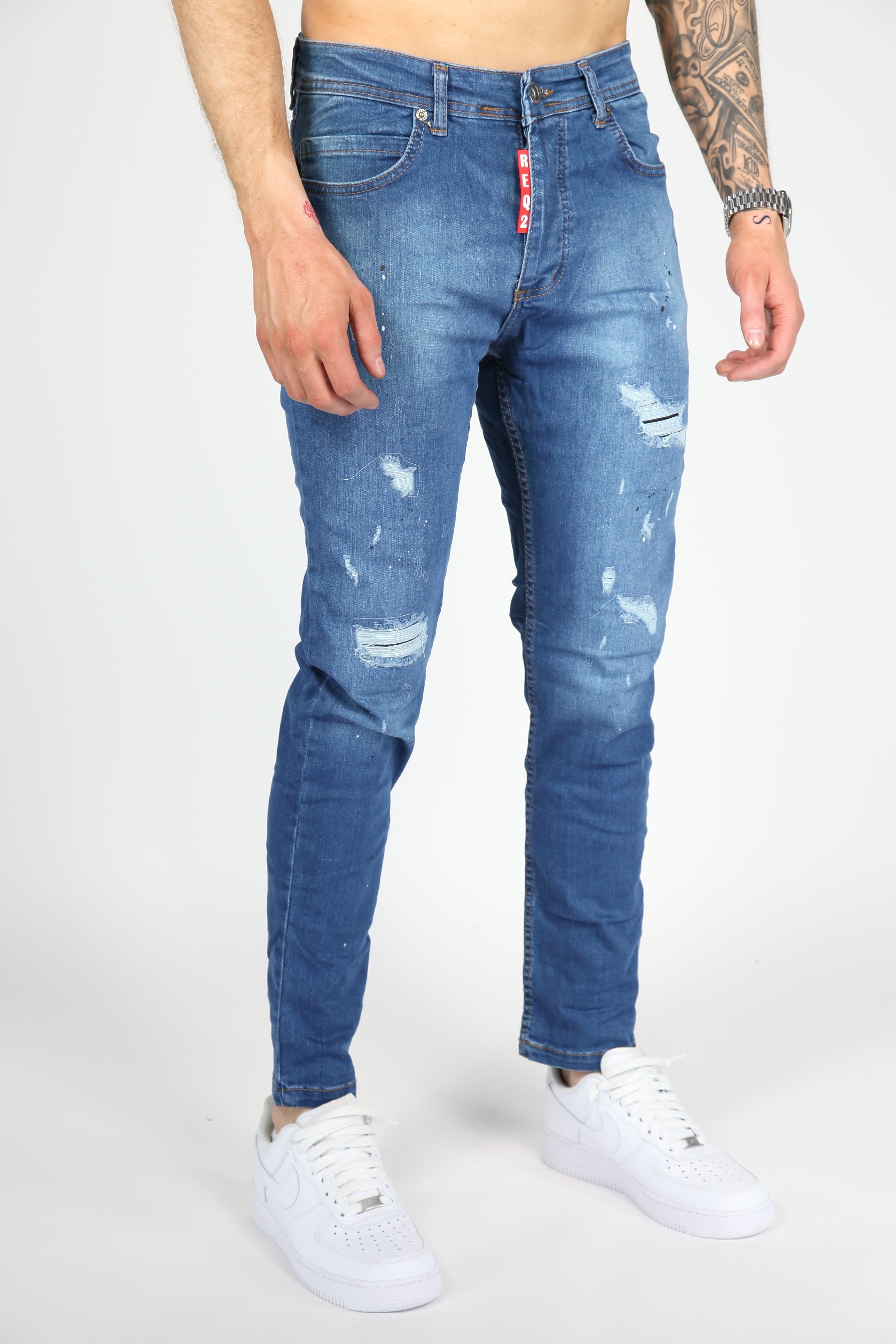 The Splatter Skinny Jeans Blauw
