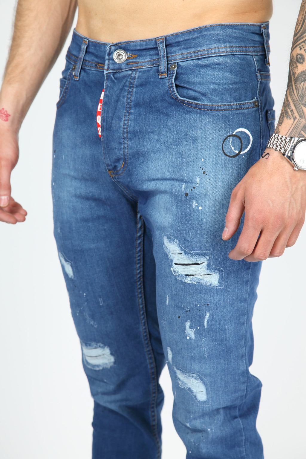 The Splatter Skinny Jeans Blauw