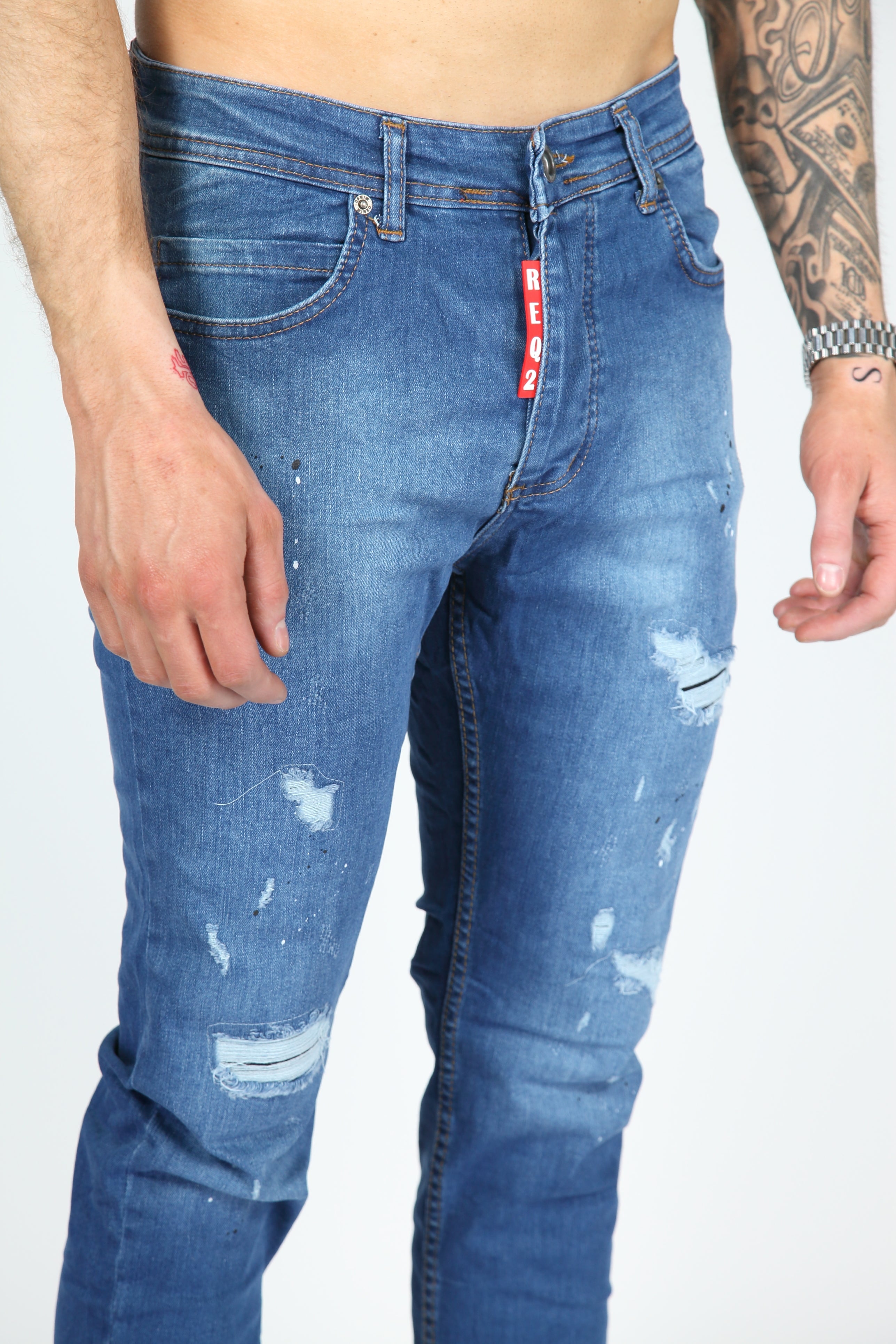 The Splatter Skinny Jeans Blauw