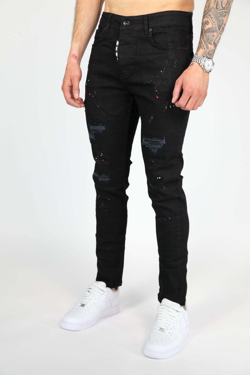 The Splatter Skinny Jeans Zwart