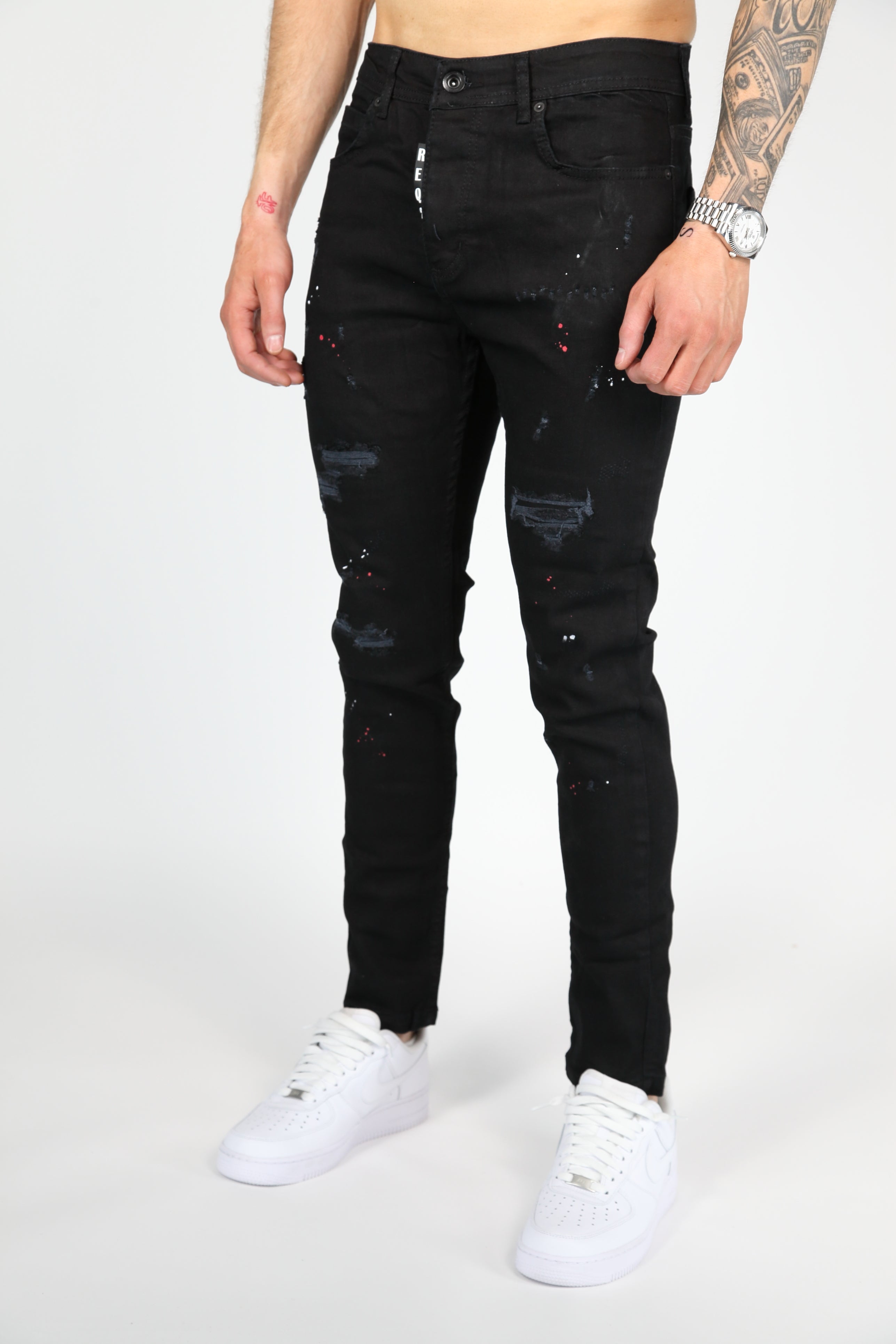 The Splatter Skinny Jeans Zwart