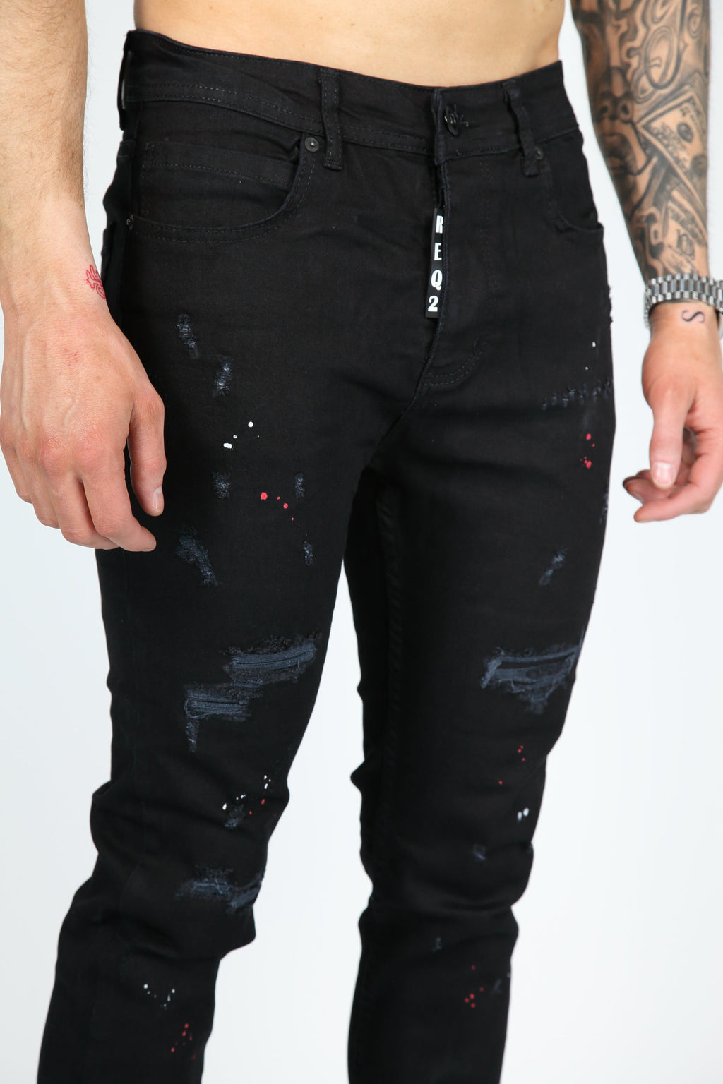 The Splatter Skinny Jeans Zwart