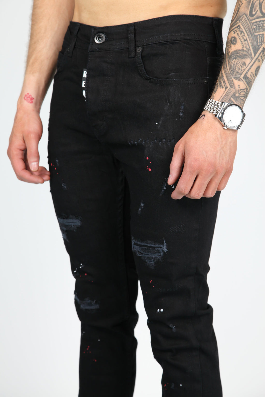 The Splatter Skinny Jeans Zwart