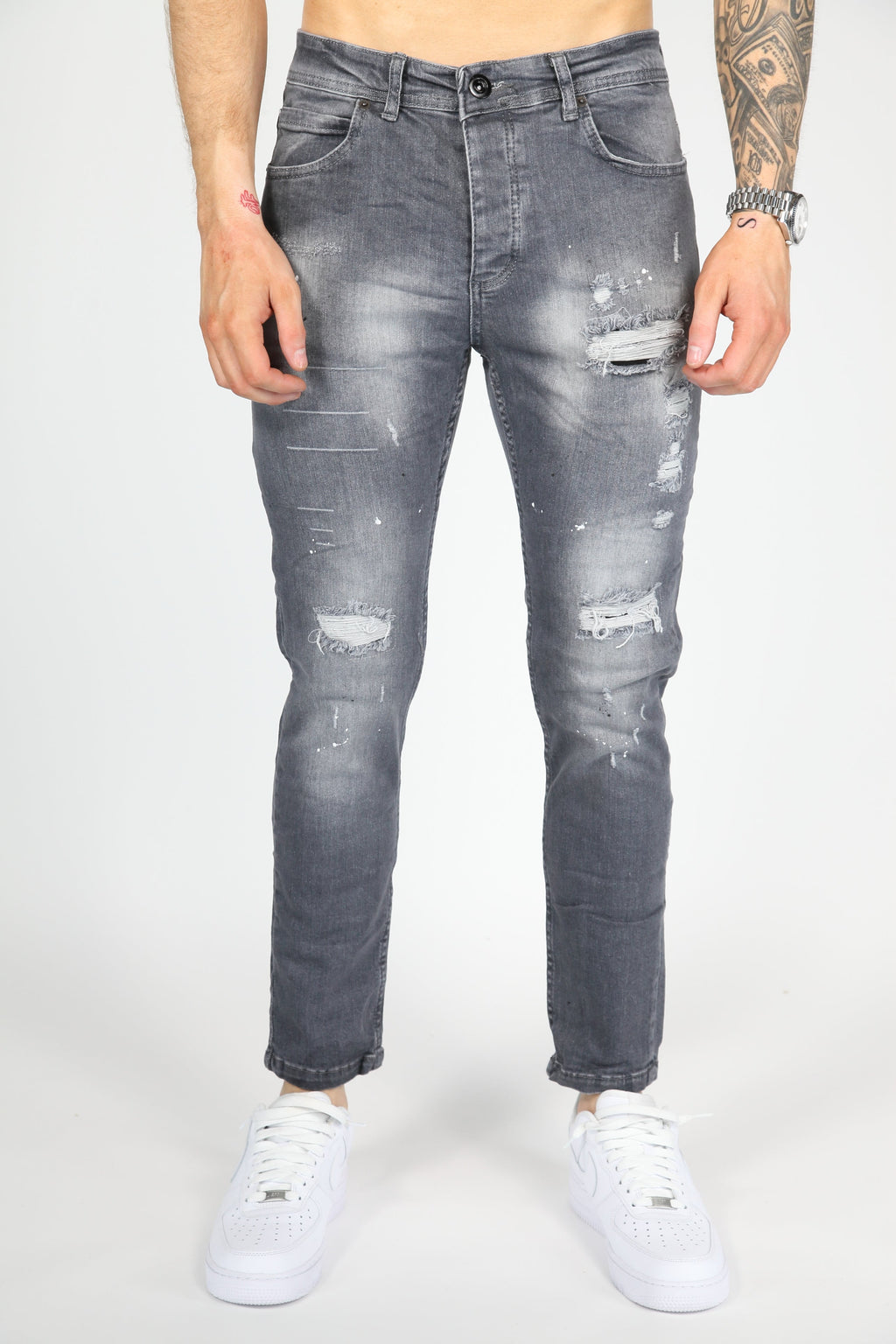 The Splatter Skinny Jeans Grijs