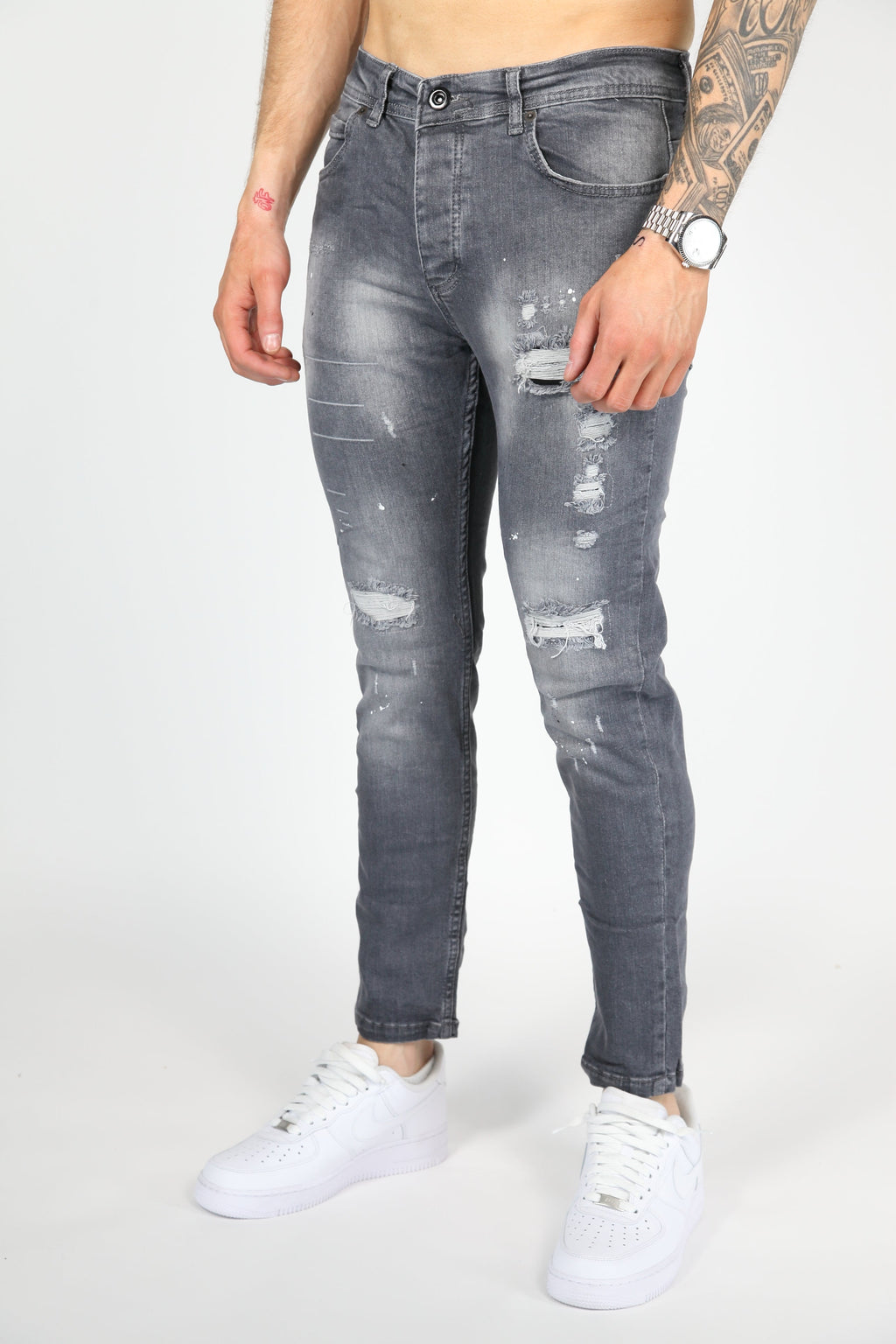 The Splatter Skinny Jeans Grijs