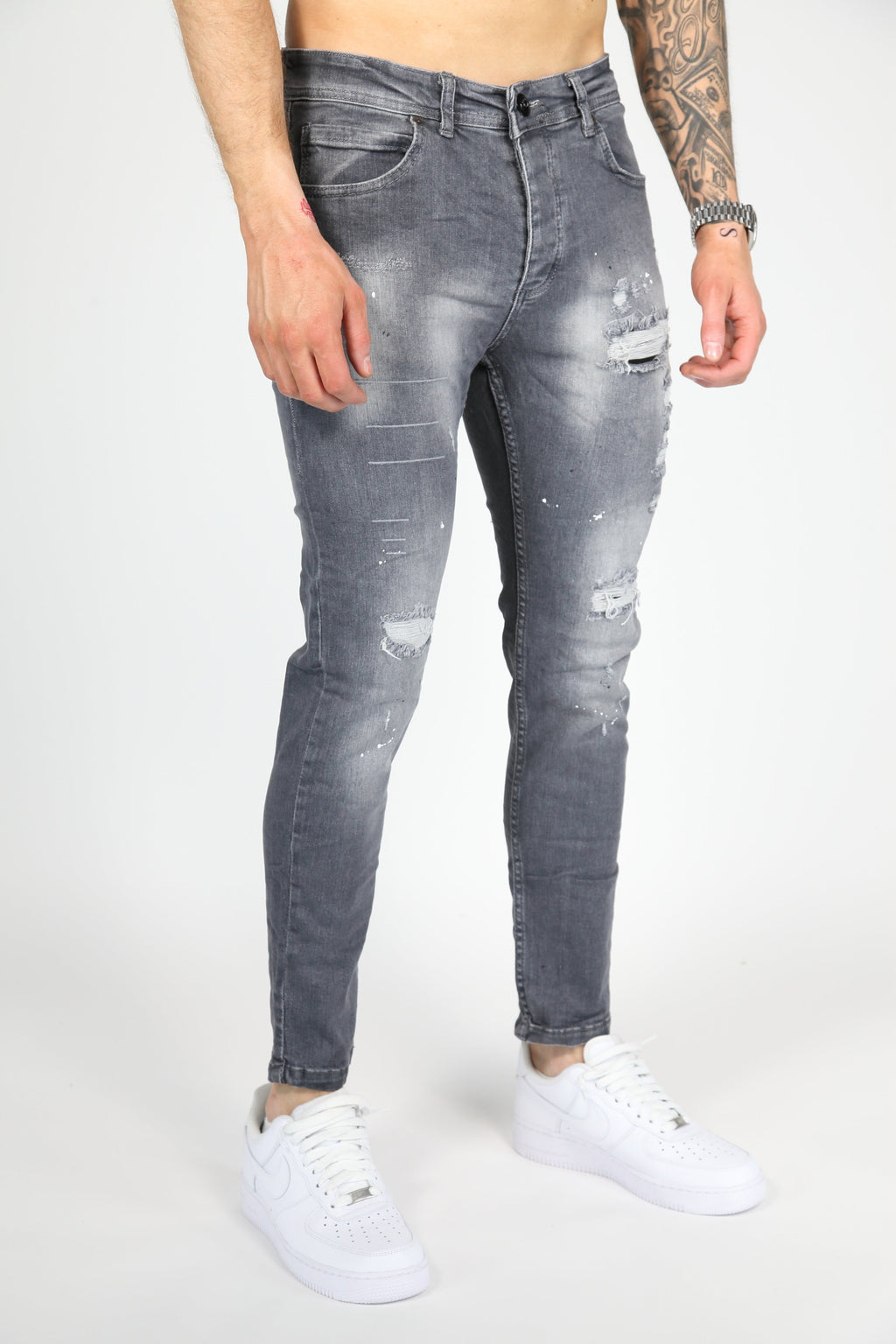 The Splatter Skinny Jeans Grijs