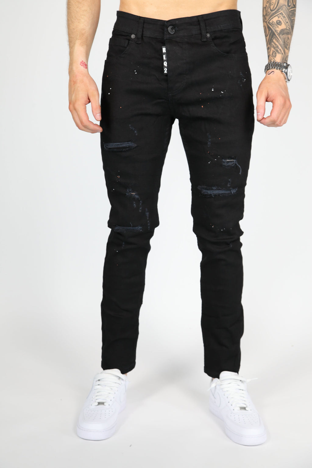 The Street Damage Skinny Jeans Zwart