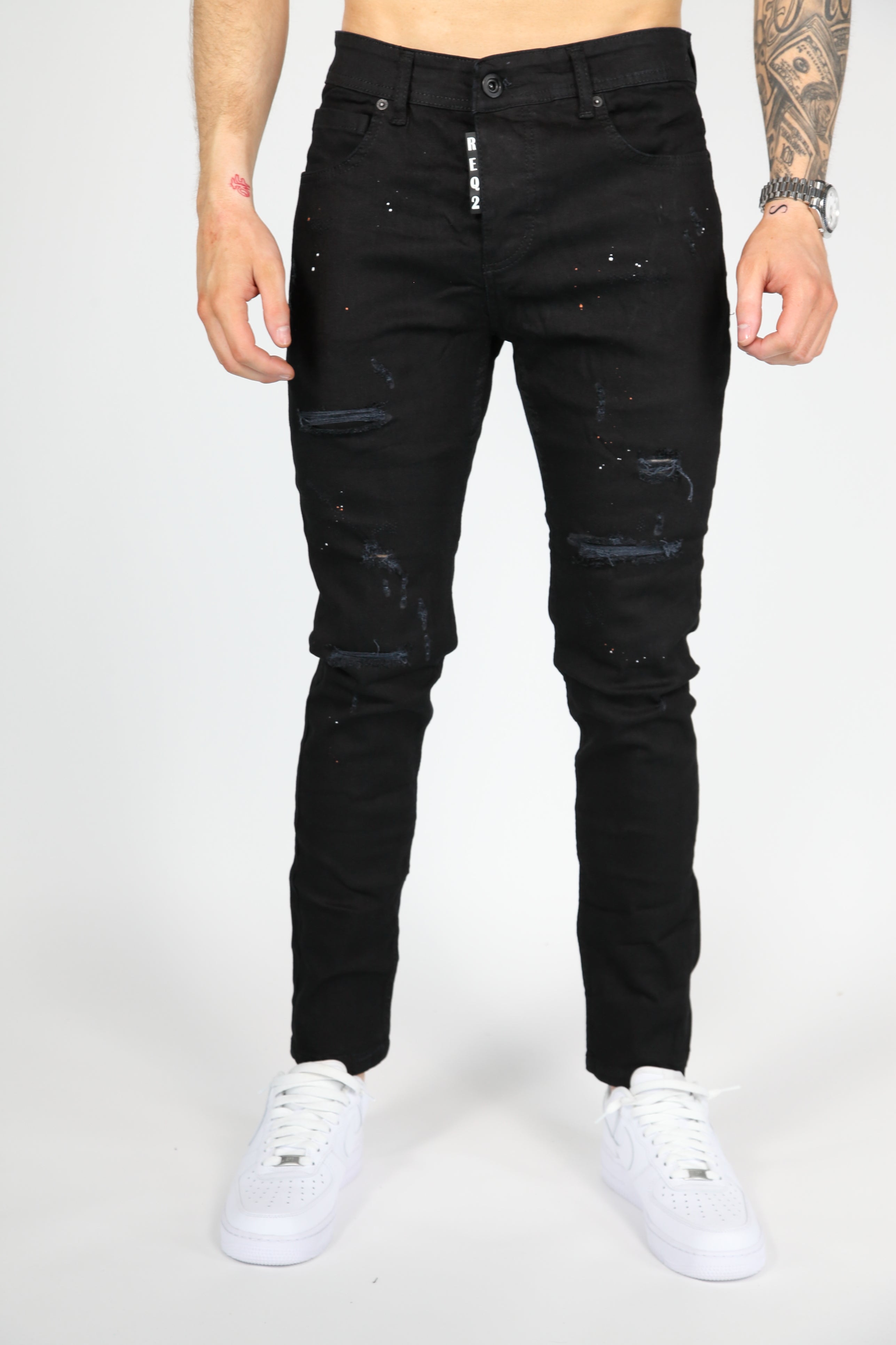 The Street Damage Skinny Jeans Zwart