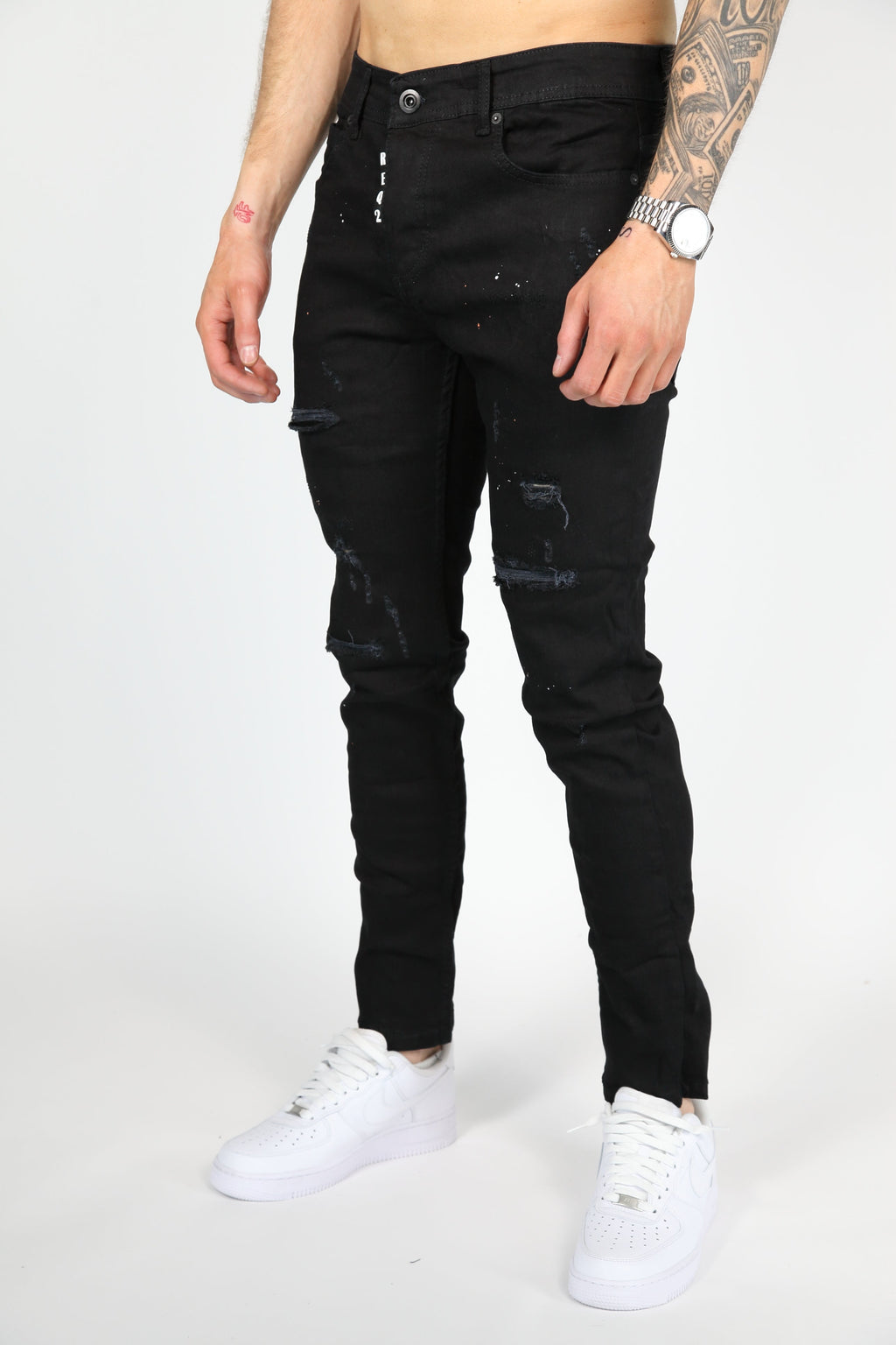 The Street Damage Skinny Jeans Zwart
